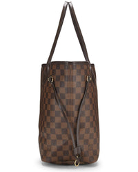 Louis Vuitton Louis Vuitton Brown Damier Ebene & Vachetta Leather Neverfull Mm (Authentic
