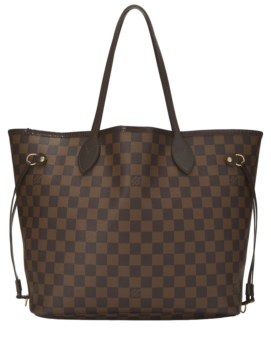 Louis Vuitton Louis Vuitton Brown Damier Ebene & Vachetta Leather Neverfull Mm (Authentic