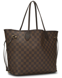 Louis Vuitton Louis Vuitton Brown Damier Ebene & Vachetta Leather Neverfull Mm (Authentic