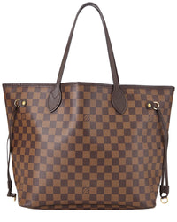 Louis Vuitton Louis Vuitton Brown Damier Ebene & Vachetta Leather Neverfull Mm (Authentic