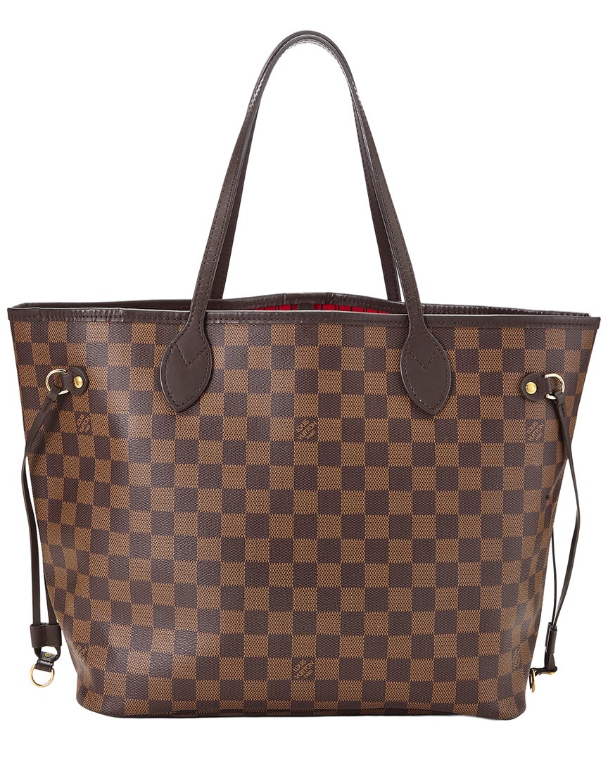 Louis Vuitton Louis Vuitton Brown Damier Ebene & Vachetta Leather Neverfull Mm (Authentic