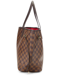 Louis Vuitton Louis Vuitton Brown Damier Ebene & Vachetta Leather Neverfull Mm (Authentic