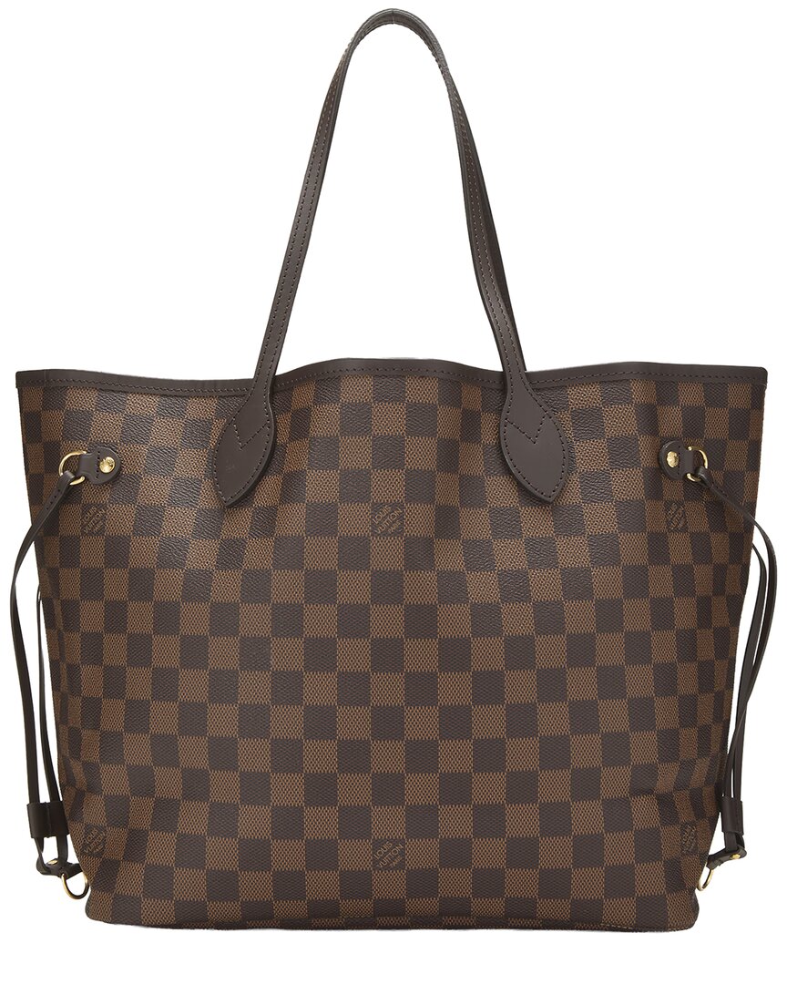 Louis Vuitton Louis Vuitton Brown Damier Ebene & Vachetta Leather Neverfull Mm (Authentic