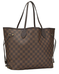 Louis Vuitton Louis Vuitton Brown Damier Ebene & Vachetta Leather Neverfull Mm (Authentic
