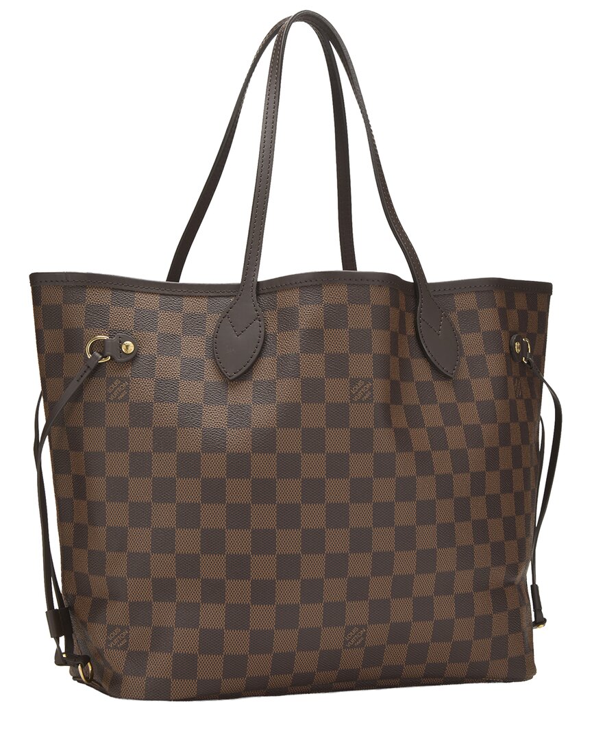 Louis Vuitton Louis Vuitton Brown Damier Ebene & Vachetta Leather Neverfull Mm (Authentic
