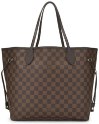Louis Vuitton Louis Vuitton Brown Damier Ebene & Vachetta Leather Neverfull Mm (Authentic
