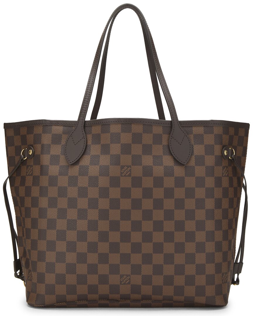 Louis Vuitton Louis Vuitton Brown Damier Ebene & Vachetta Leather Neverfull Mm (Authentic
