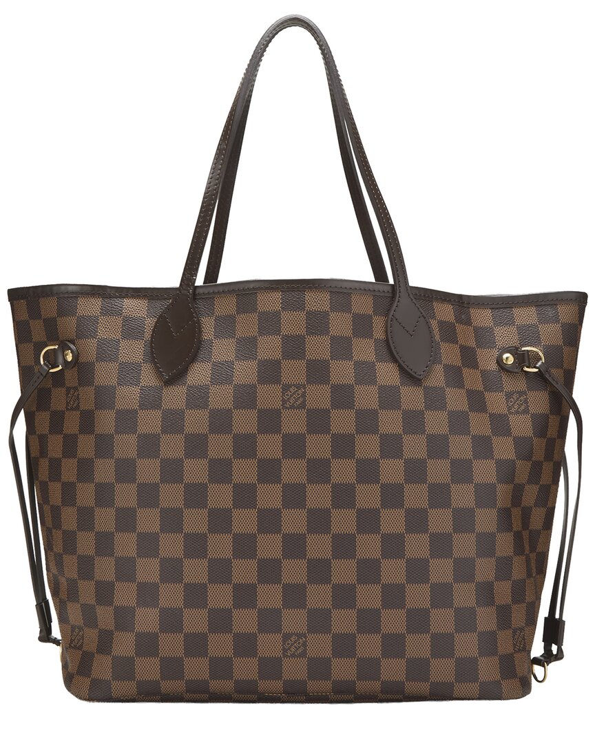 Louis Vuitton Louis Vuitton Brown Damier Ebene & Vachetta Leather Neverfull Mm (Authentic