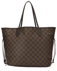 Louis Vuitton Louis Vuitton Brown Damier Ebene & Vachetta Leather Neverfull Mm (Authentic