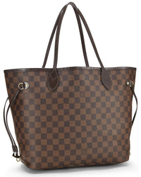 Louis Vuitton Louis Vuitton Brown Damier Ebene & Vachetta Leather Neverfull Mm (Authentic