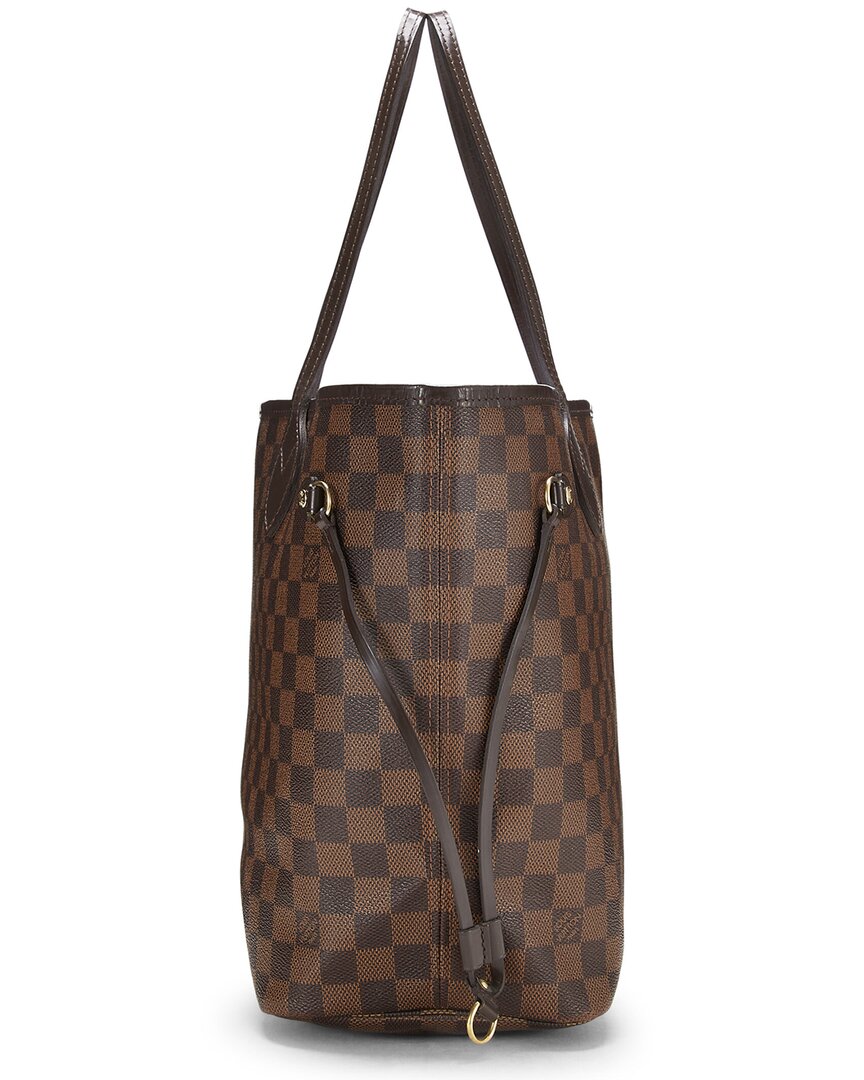 Louis Vuitton Louis Vuitton Brown Damier Ebene & Vachetta Leather Neverfull Mm (Authentic