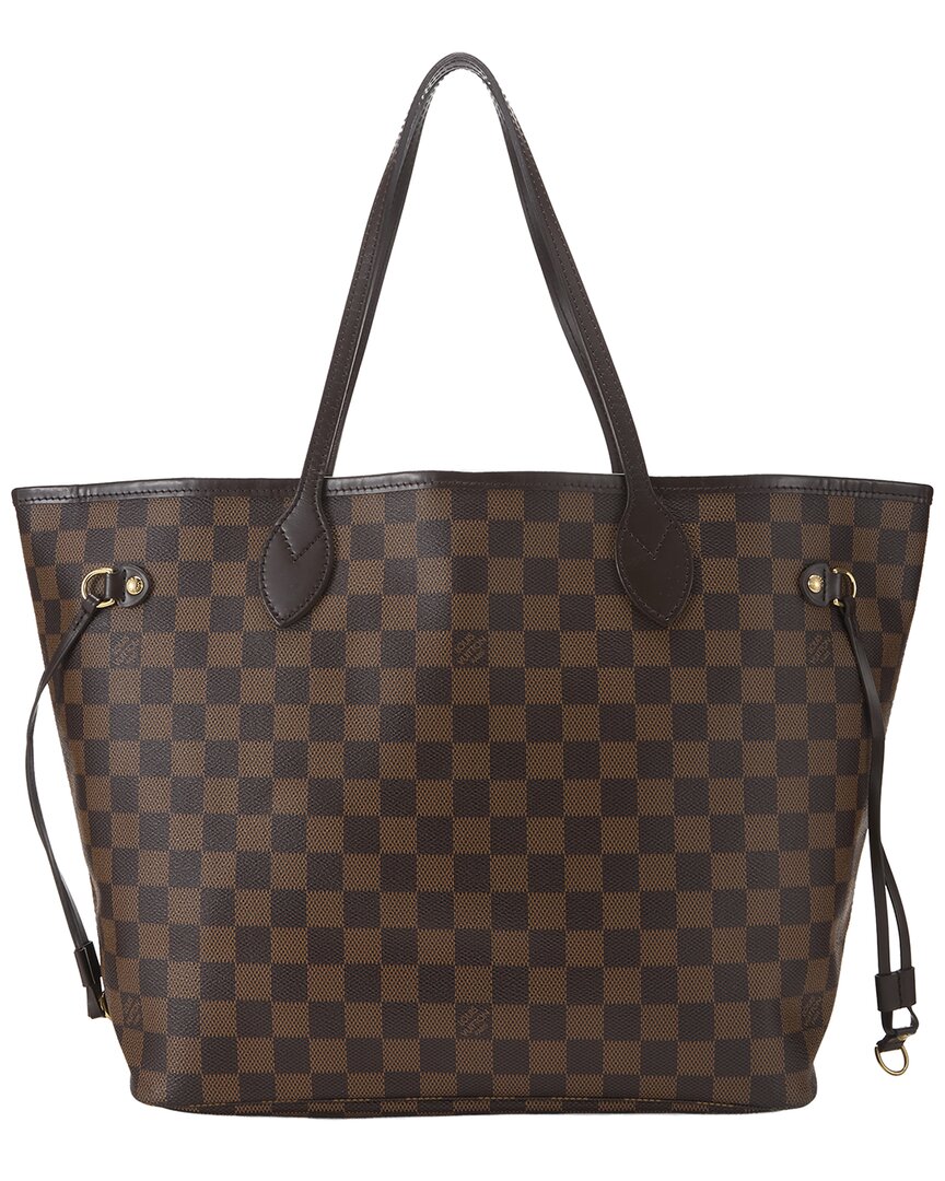 Louis Vuitton Louis Vuitton Brown Damier Ebene & Vachetta Leather Neverfull Mm (Authentic