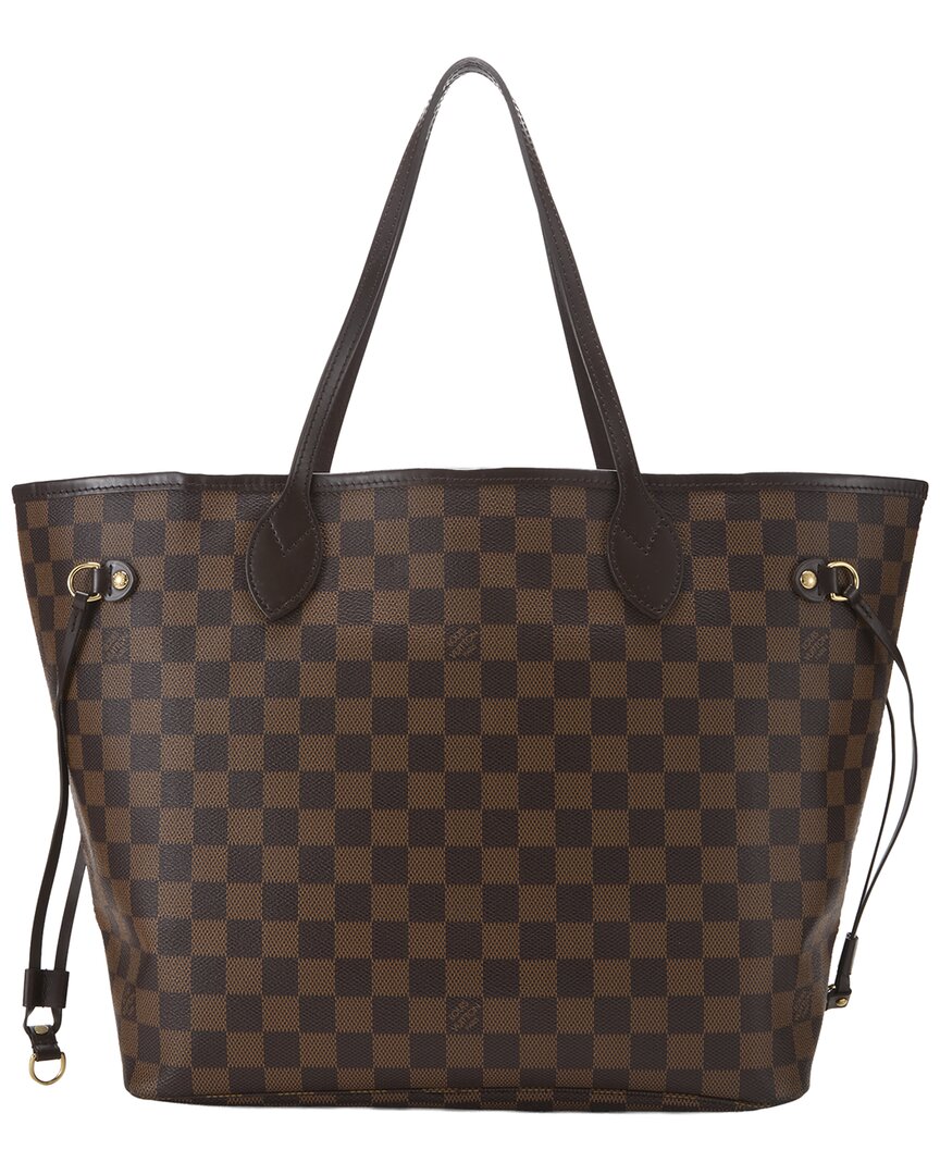 Louis Vuitton Louis Vuitton Brown Damier Ebene & Vachetta Leather Neverfull Mm (Authentic