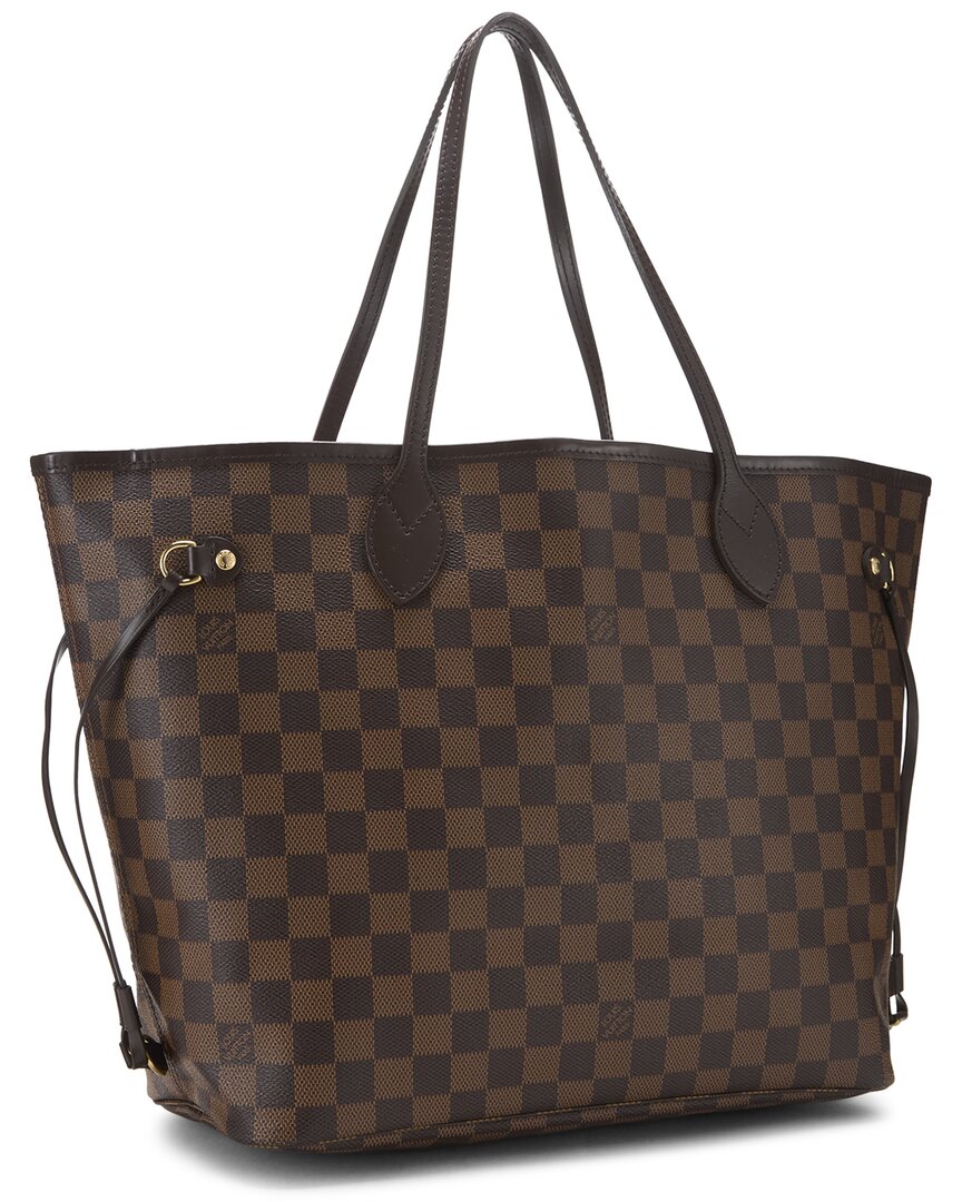 Louis Vuitton Louis Vuitton Brown Damier Ebene & Vachetta Leather Neverfull Mm (Authentic