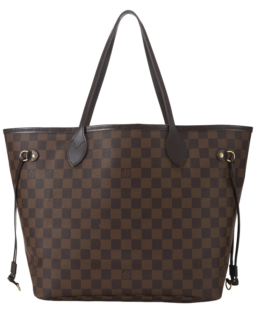 Louis Vuitton Louis Vuitton Brown Damier Ebene & Vachetta Leather Neverfull Mm (Authentic
