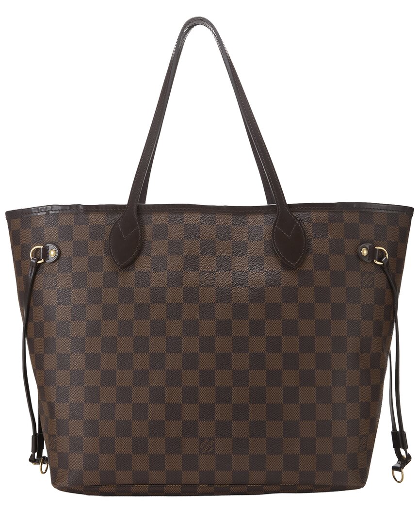 Louis Vuitton Louis Vuitton Brown Damier Ebene & Vachetta Leather Neverfull Mm (Authentic