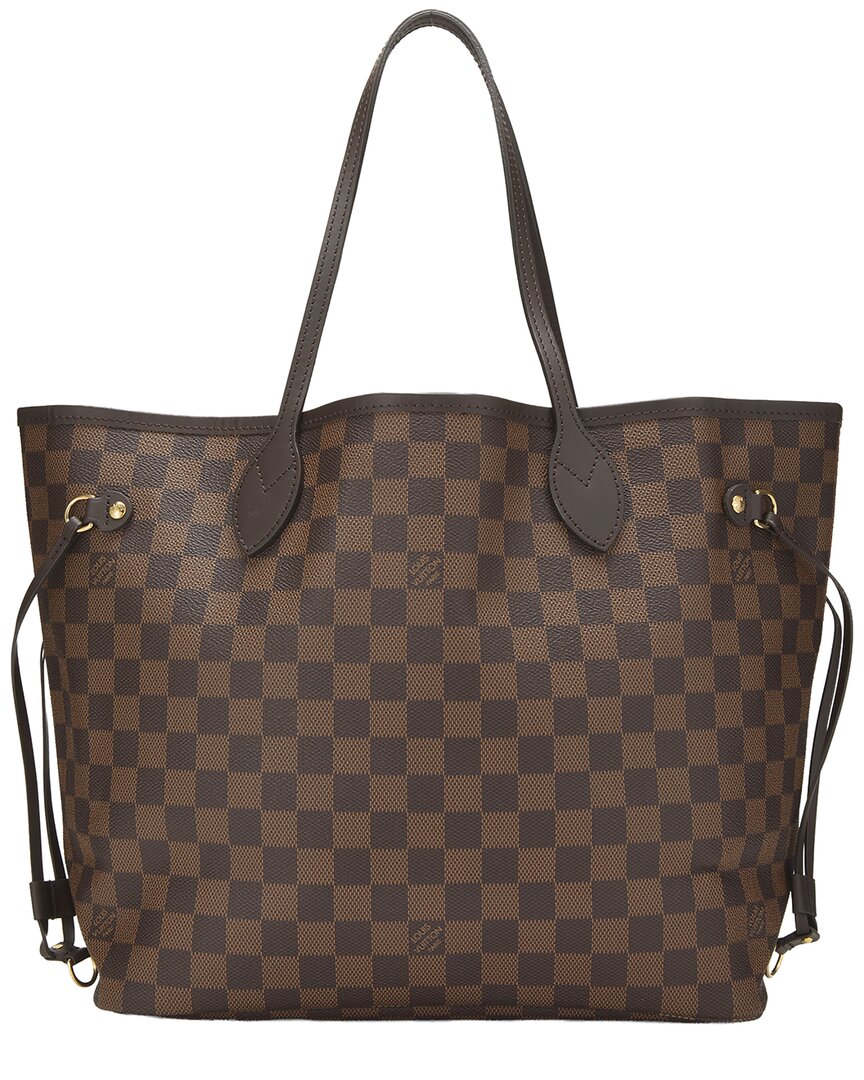 Louis Vuitton Louis Vuitton Brown Damier Ebene & Vachetta Leather Neverfull Mm (Authentic