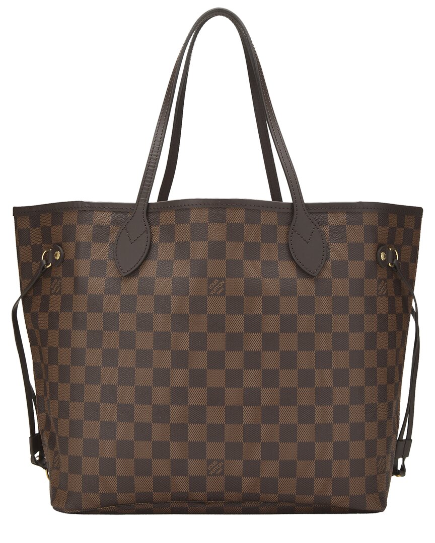 Louis Vuitton Louis Vuitton Brown Damier Ebene & Vachetta Leather Neverfull Mm (Authentic