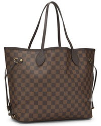 Louis Vuitton Louis Vuitton Brown Damier Ebene & Vachetta Leather Neverfull Mm (Authentic