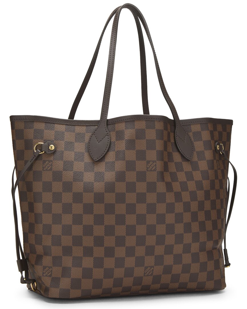 Louis Vuitton Louis Vuitton Brown Damier Ebene & Vachetta Leather Neverfull Mm (Authentic