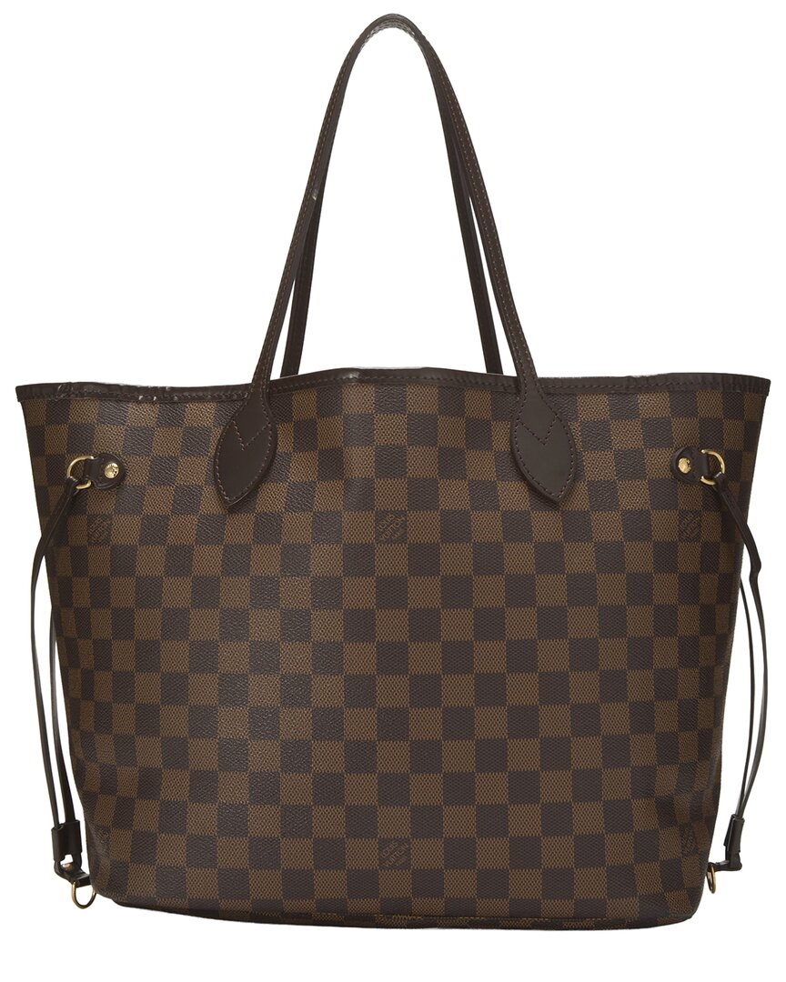 Louis Vuitton Louis Vuitton Brown Damier Ebene & Vachetta Leather Neverfull Mm (Authentic