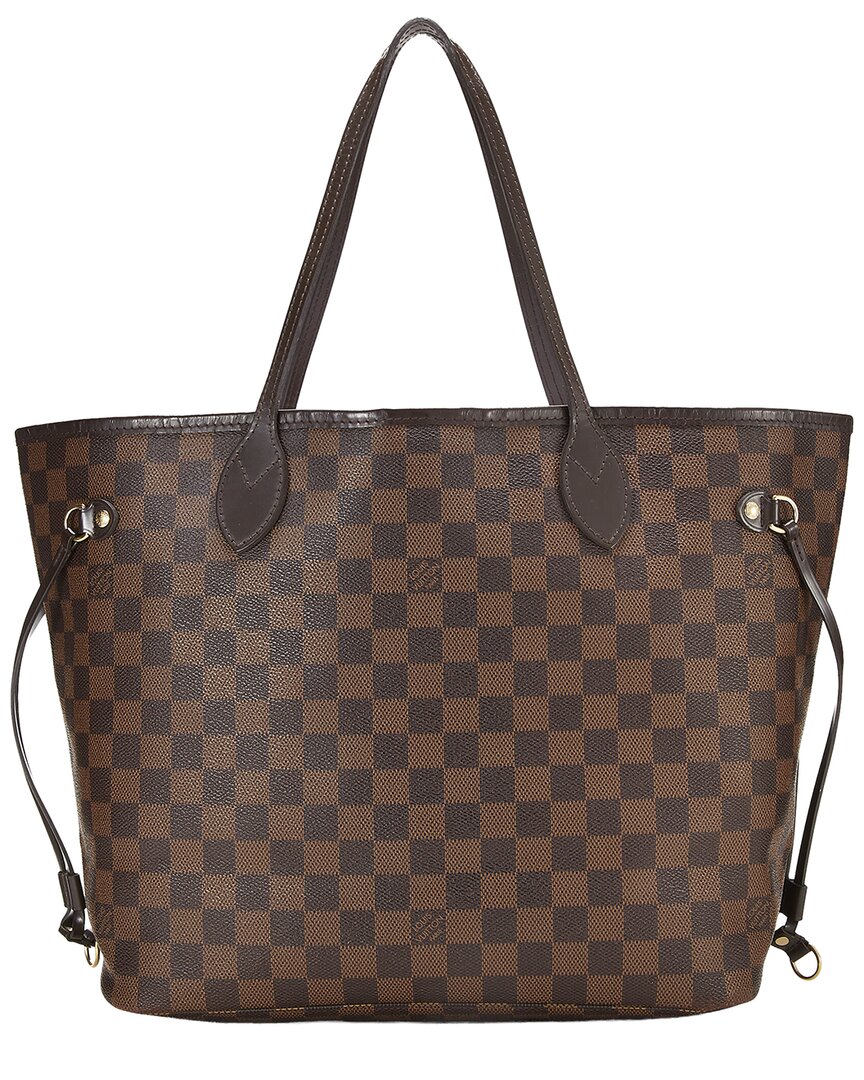 Louis Vuitton Louis Vuitton Brown Damier Ebene & Vachetta Leather Neverfull Mm (Authentic