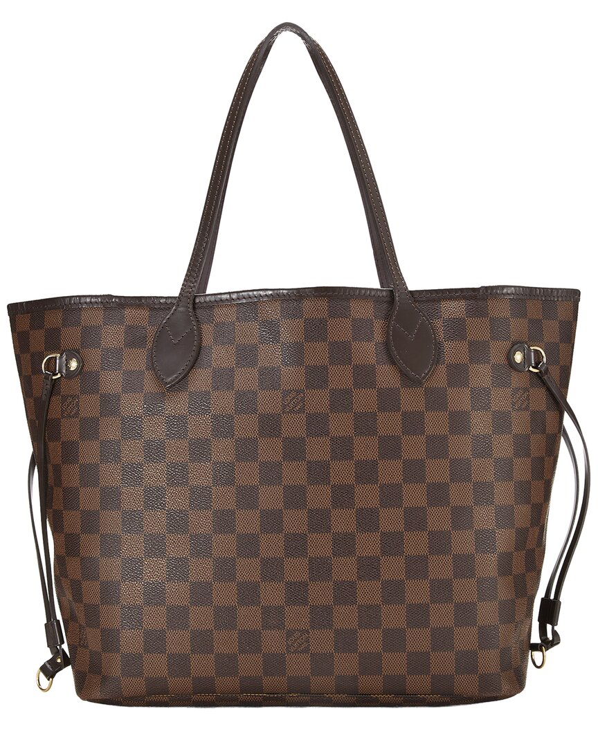Louis Vuitton Louis Vuitton Brown Damier Ebene & Vachetta Leather Neverfull Mm (Authentic