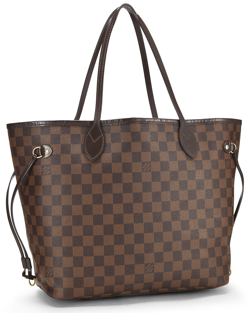 Louis Vuitton Louis Vuitton Brown Damier Ebene & Vachetta Leather Neverfull Mm (Authentic