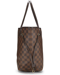 Louis Vuitton Louis Vuitton Brown Damier Ebene & Vachetta Leather Neverfull Mm (Authentic