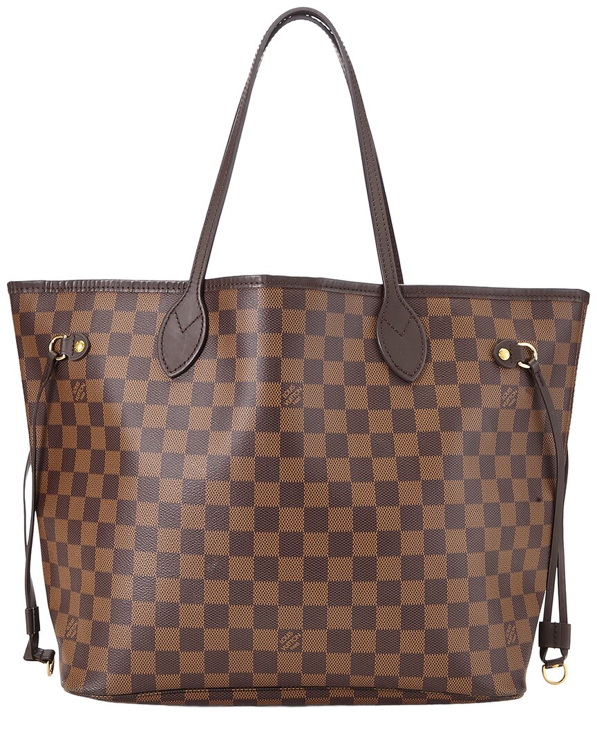 Louis Vuitton Louis Vuitton Brown Damier Ebene & Vachetta Leather Neverfull Mm (Authentic