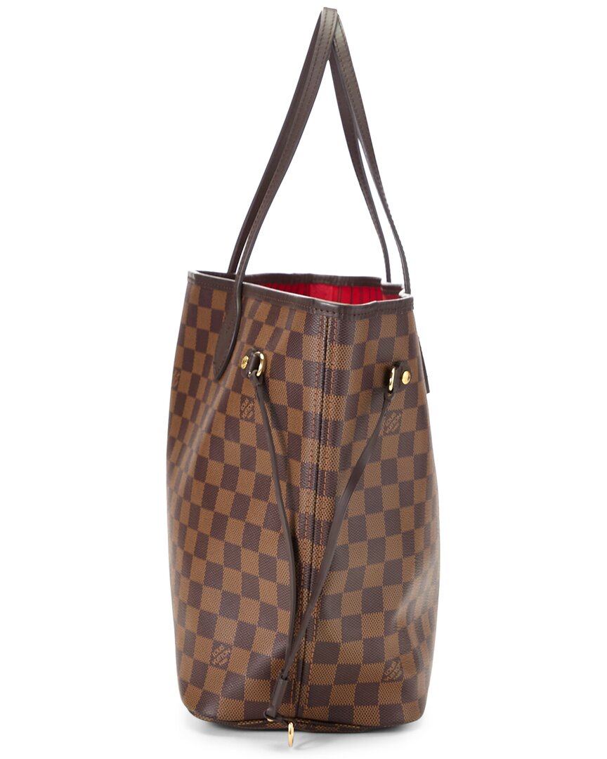 Louis Vuitton Louis Vuitton Brown Damier Ebene & Vachetta Leather Neverfull Mm (Authentic