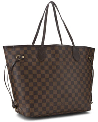 Louis Vuitton Louis Vuitton Brown Damier Ebene & Vachetta Leather Neverfull Mm (Authentic