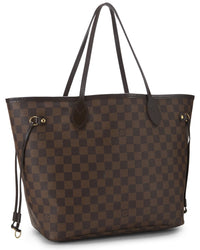 Louis Vuitton Louis Vuitton Brown Damier Ebene & Vachetta Leather Neverfull Mm (Authentic