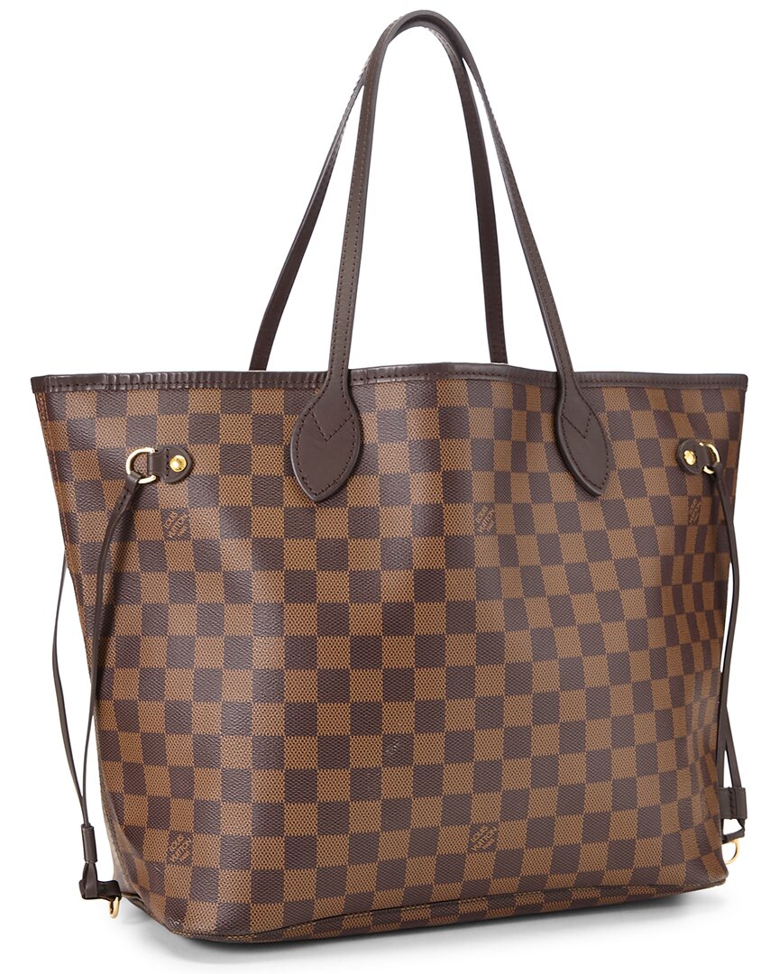 Louis Vuitton Louis Vuitton Brown Damier Ebene & Vachetta Leather Neverfull Mm (Authentic