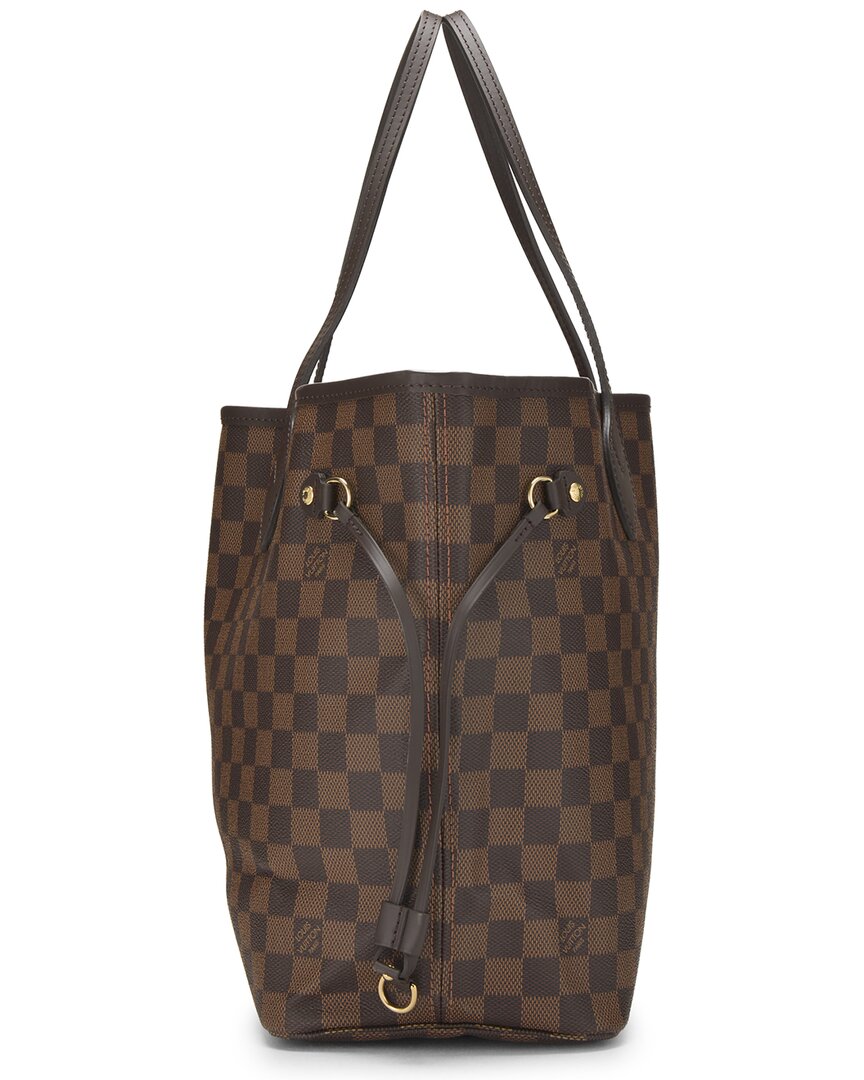 Louis Vuitton Louis Vuitton Brown Damier Ebene & Vachetta Leather Neverfull Mm (Authentic