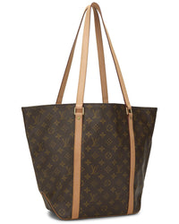 Louis Vuitton Louis Vuitton Brown Monogram Coated Canvas & Vachetta Leather Sac Shopping