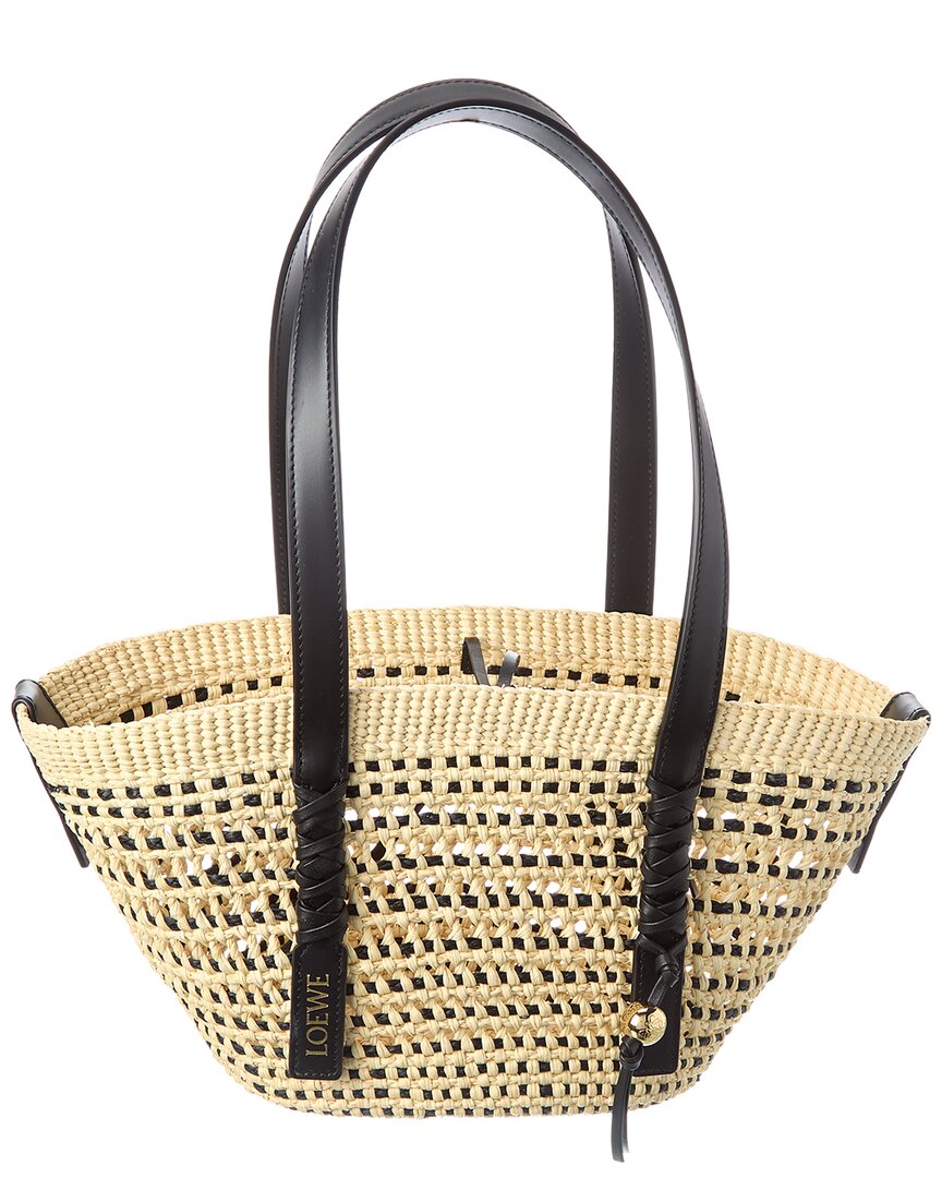 Loewe Braid Small Palm & Leather Basket Tote