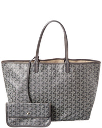 Goyard Goyard Gray/Silver Goyardine Coated Canvas Saint Louis Pm (Authentic Pre-Loved)