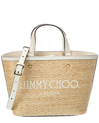 Jimmy Choo Jimmy Choo Marli Mini Lurex Raffia & Leather Tote