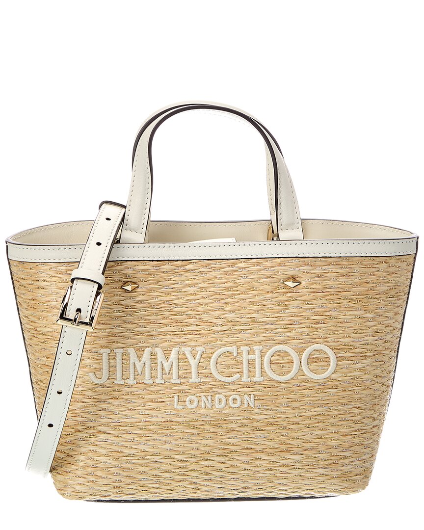 Jimmy Choo Jimmy Choo Marli Mini Lurex Raffia & Leather Tote