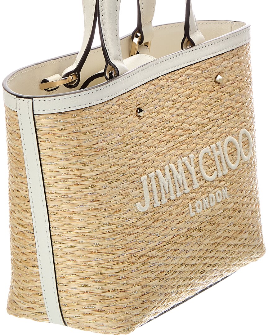Jimmy Choo Jimmy Choo Marli Mini Lurex Raffia & Leather Tote