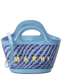 Marni Marni Tropicalia Mini Leather-Trim Tote