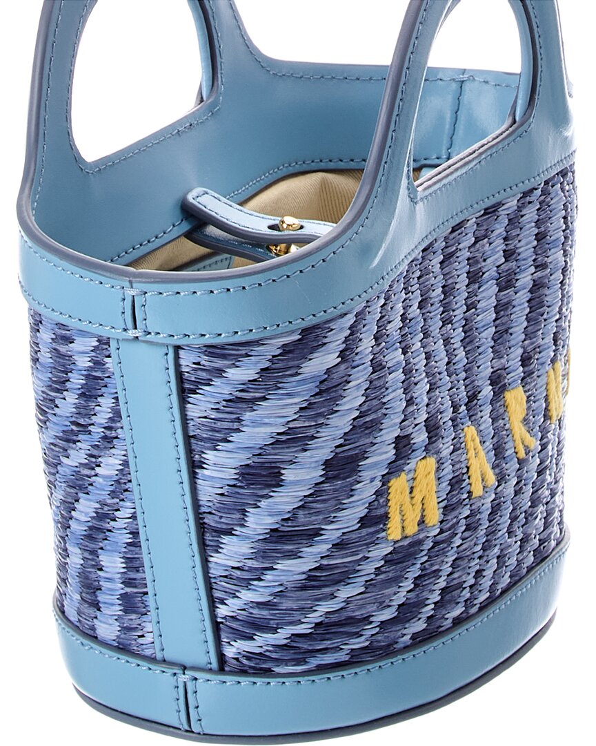 Marni Marni Tropicalia Mini Leather-Trim Tote