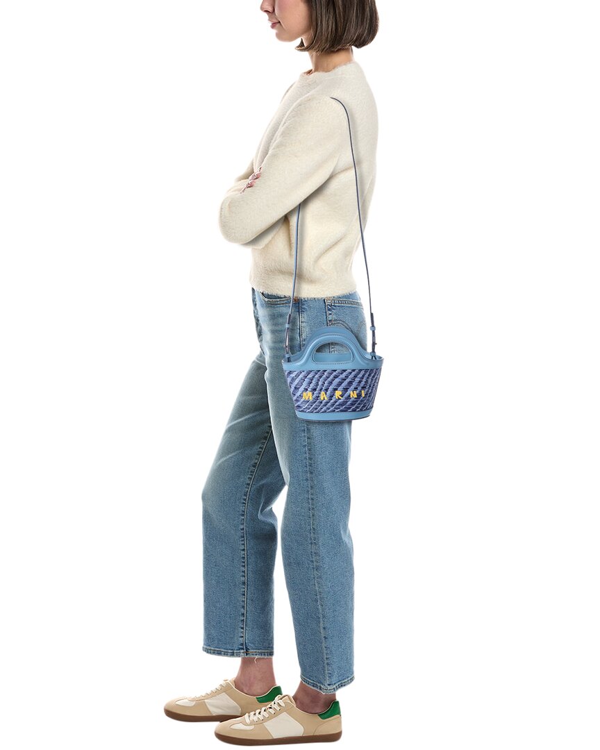 Marni Marni Tropicalia Mini Leather-Trim Tote