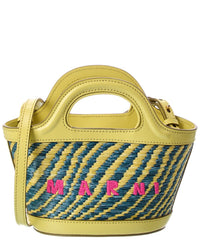 Marni Marni Tropicalia Mini Leather-Trim Tote