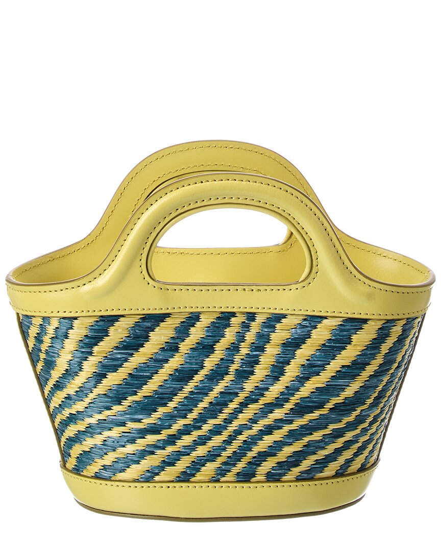 Marni Marni Tropicalia Mini Leather-Trim Tote