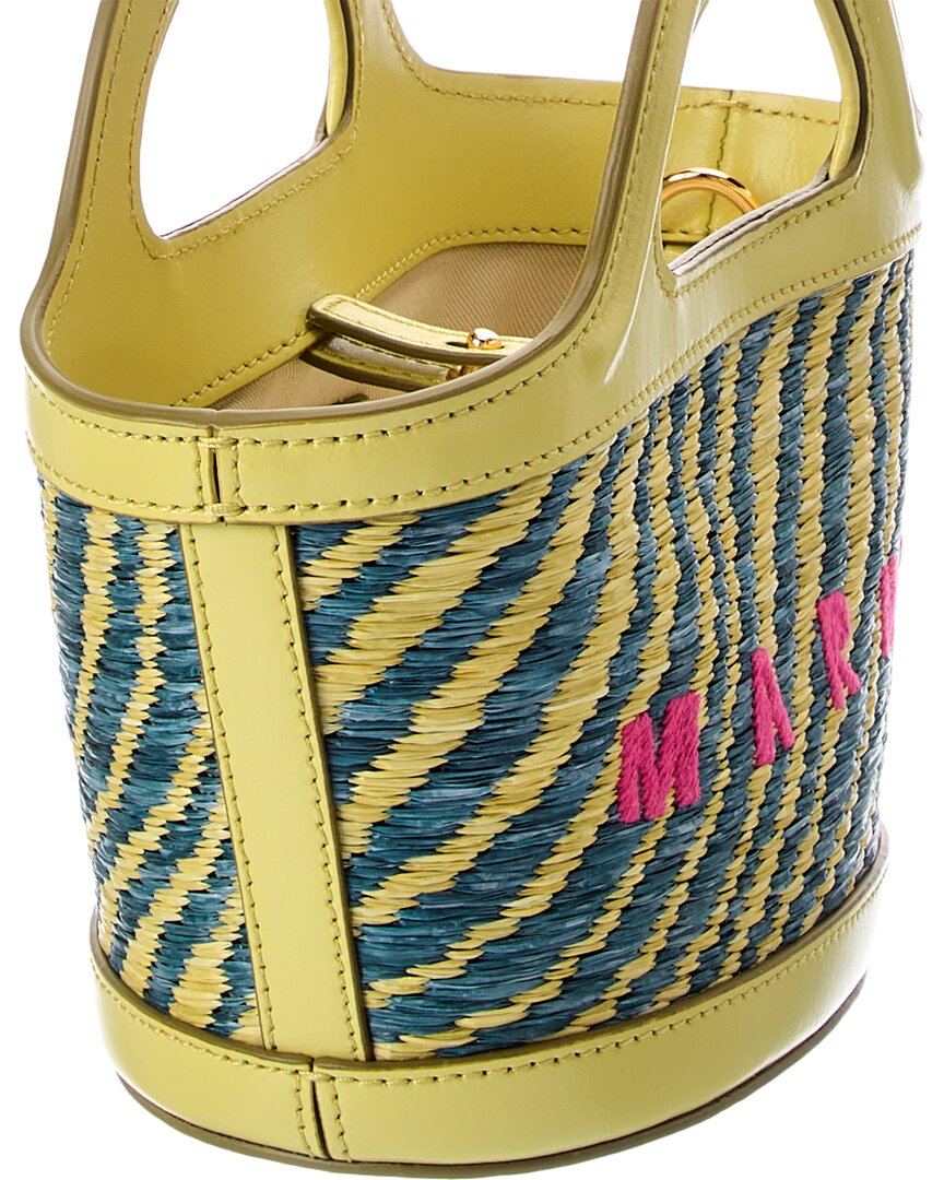 Marni Marni Tropicalia Mini Leather-Trim Tote