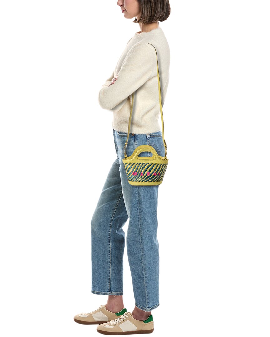 Marni Marni Tropicalia Mini Leather-Trim Tote