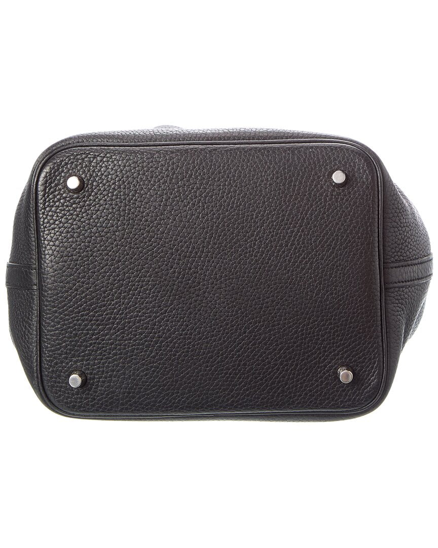 Pre-Owned Hermès Black Taurillon Clemence Calf Leather Picotin 22 (Authentic Pre-Loved)