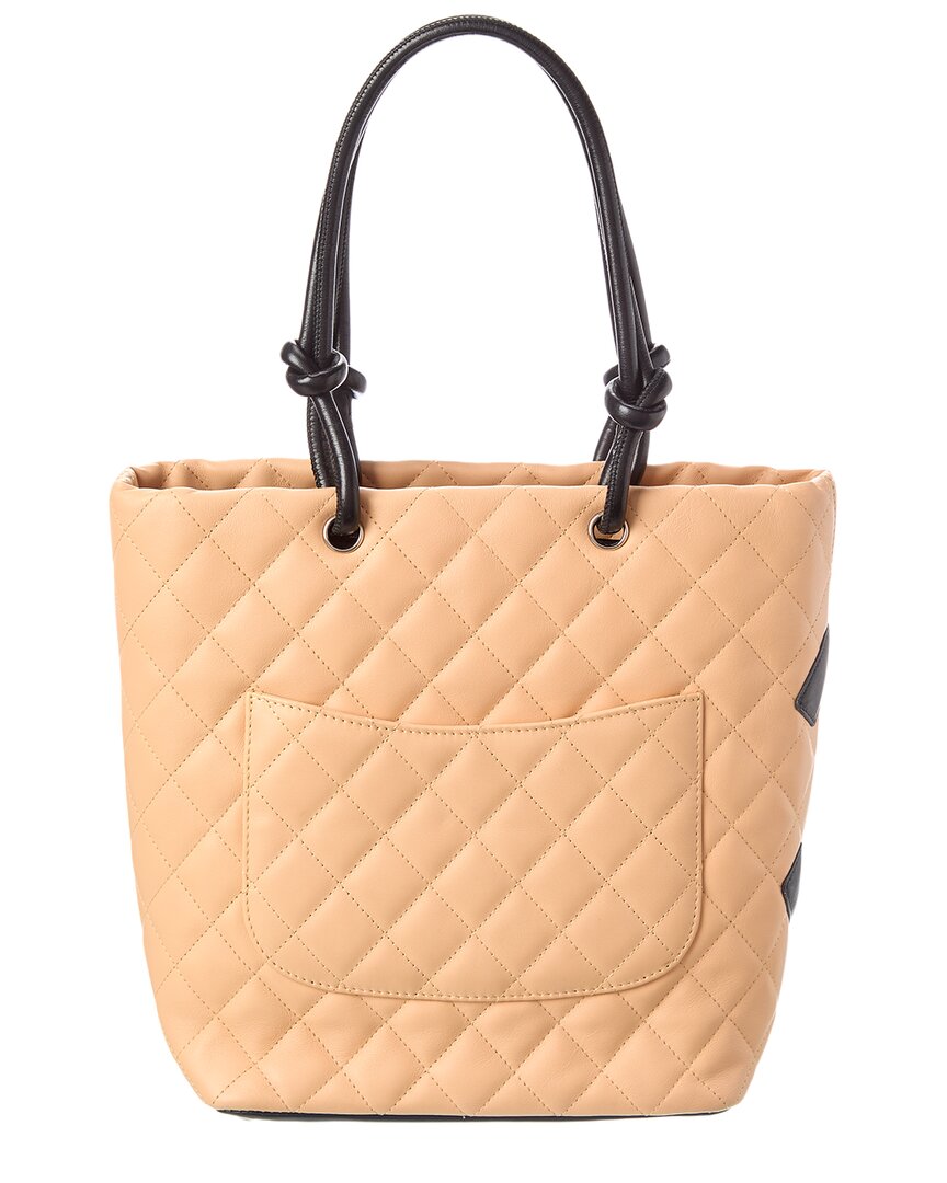 Pre-Owned Chanel Beige Quilted Calf Leather Medium Cambon Tote (Authentic Pre-Loved)